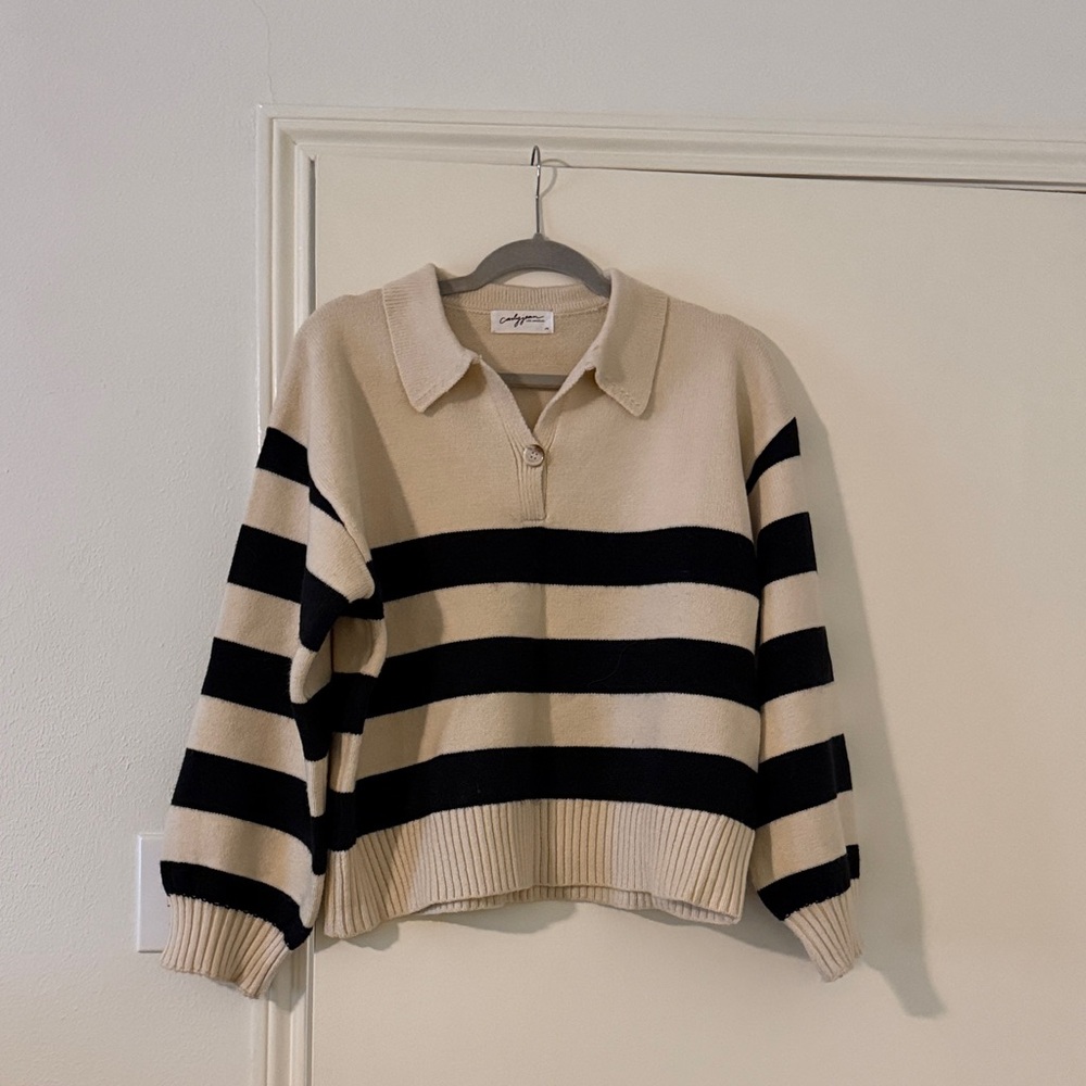 Carly Jean Los Angeles Cream Knit Sweater